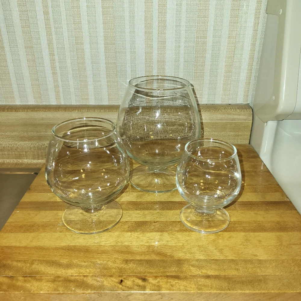 3 glass Brandy snifters